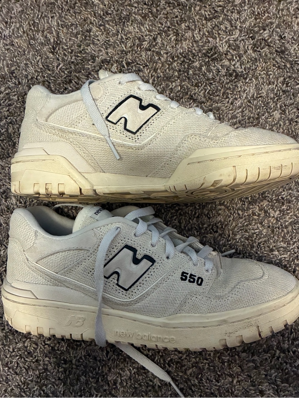 New Balance Women's Cream Sneakers with Black Logo